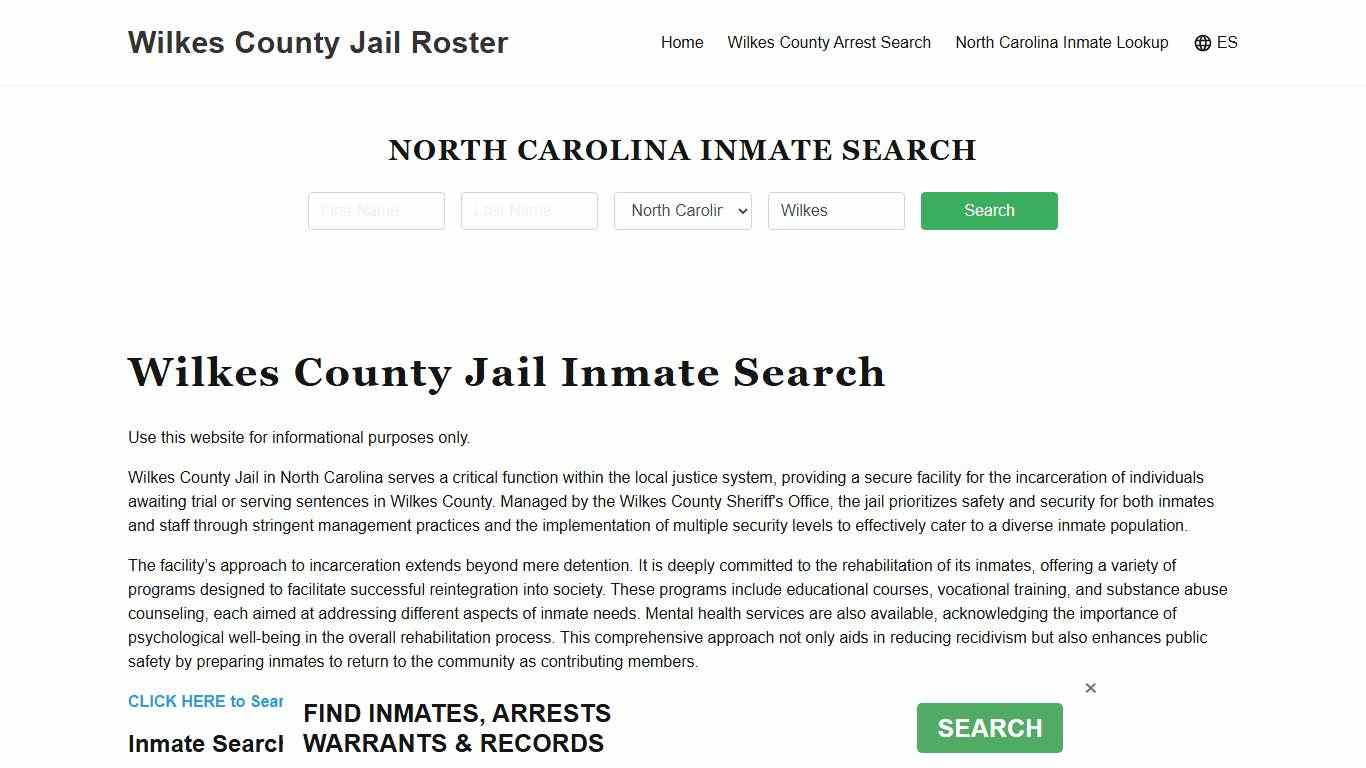 Wilkes County Jail Roster Lookup, NC, Inmate Search