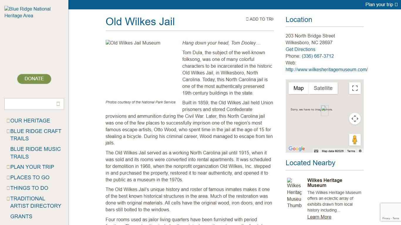 Old Wilkes Jail – Blue Ridge National Heritage Area